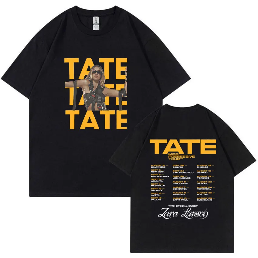 Tate McRae Miss Possessive World Tour 2025 T Shirt Men Women's harajuku Vintage Clothing T-Shirts 100% Cotton Oversized T-shirt