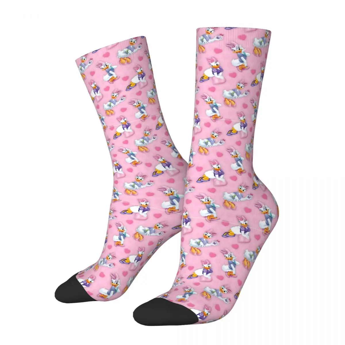 Beautiful Daisy Duck Design Sock for Men Hip Hop Harajuku Disney Mickey Mouse Happy Seamless Pattern Printed Boys Crew Sock