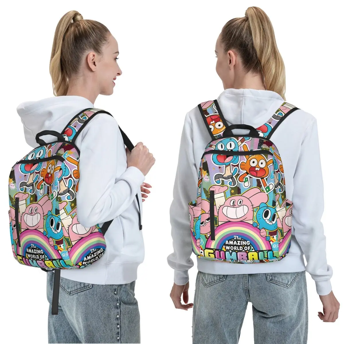 The Amazing World Of Gumball Cartoon Backpack Daypack Large Capacity Kids BookBag School Bag Shoulder Bags for Men Women