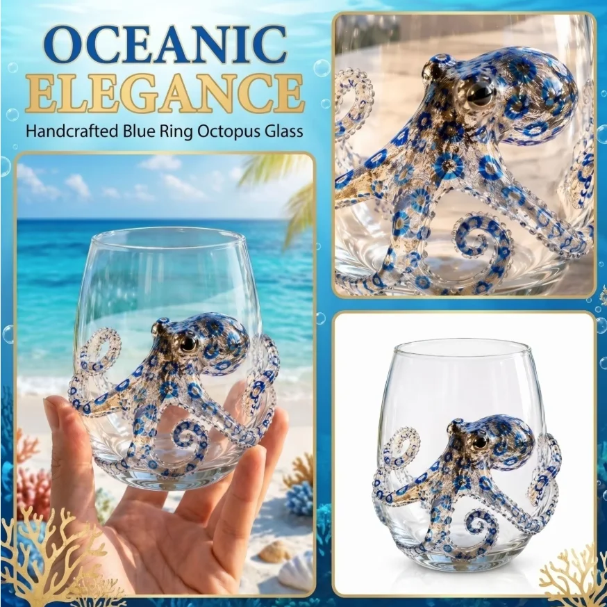 Octopus Sea Monster Glass Octopus Whiskey Wine Glass for Kraken Rum Deep Sea Whiskey Glasses Cocktail Tumbler for Men