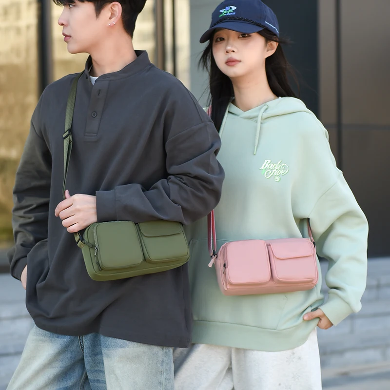 New Lightweight Men Shoulder Bag Adjustable Strap Hands-Free Crossbody Bag Multi-pocket Unisex Underarm Bag Daily Use 2