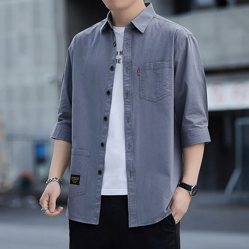 

Men's Workwear Shirt Seven-Five Sleeve Worksite Wear Resistant Dirtproof Outdoor Sun Protection Quality Labor Protection Coat