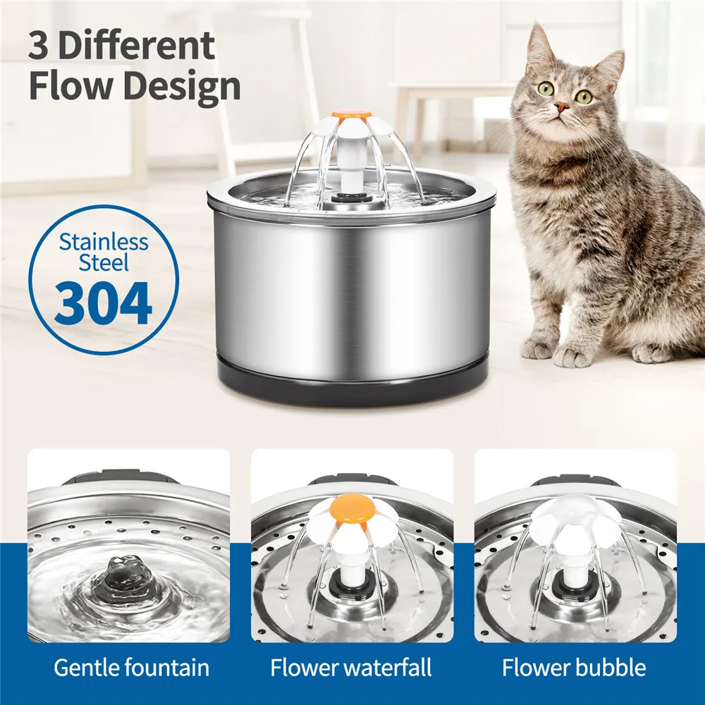 

2.5L Automatic Cat Water Fountain Stainless Steel Dog Drinking Water Drinker For Cats Pet Feeder Intelligent Sensor Dog Supplies