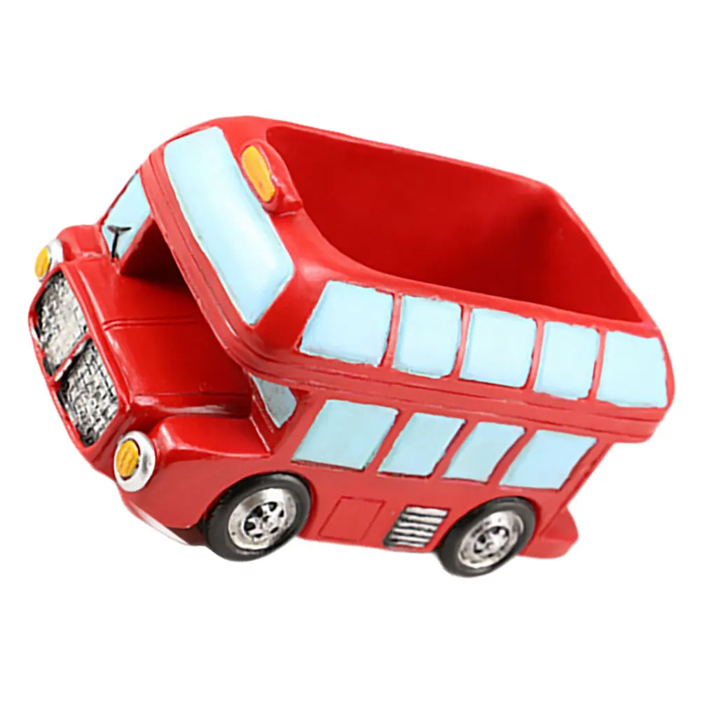 

Retro Double- Bus Resin Flowerpot Vintage Decorative Planter Cartoon Pot Home Accessories Small Container Gardening