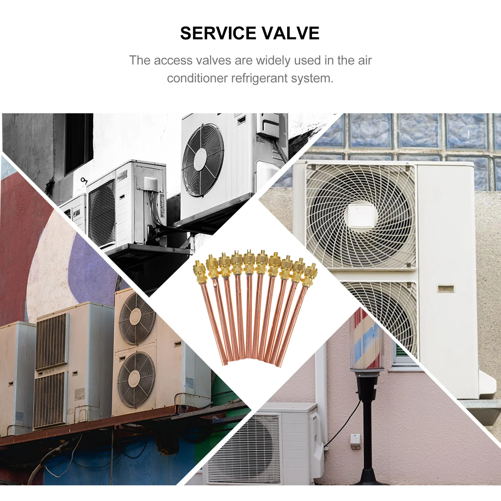 

10pcs Ac Service For Air Conditioner Brass Filling Access Valve With Core Remover Rubber O- Valve For Copper Tube