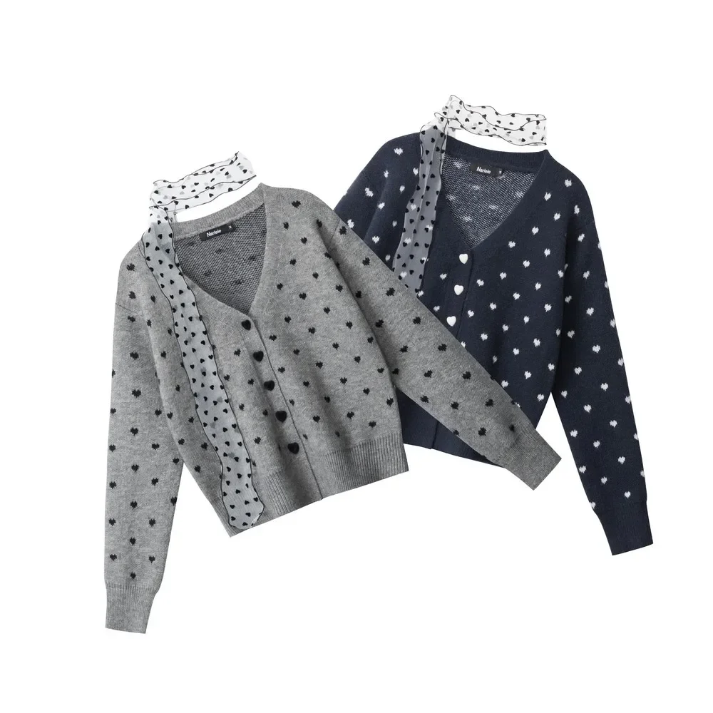 

Designer Buttons Ribbon Countless Sweetheart Cardican Sweaters Coats Knitted Women Girls' Winter Clothes Knitwear Office Ladies