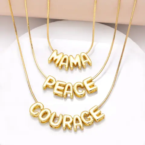 FLOLA Minimalist 26 Letters DIY Necklaces for Women Gold Plated Chain Custom Name Necklace Simple Jewelry Gifts nkev10
