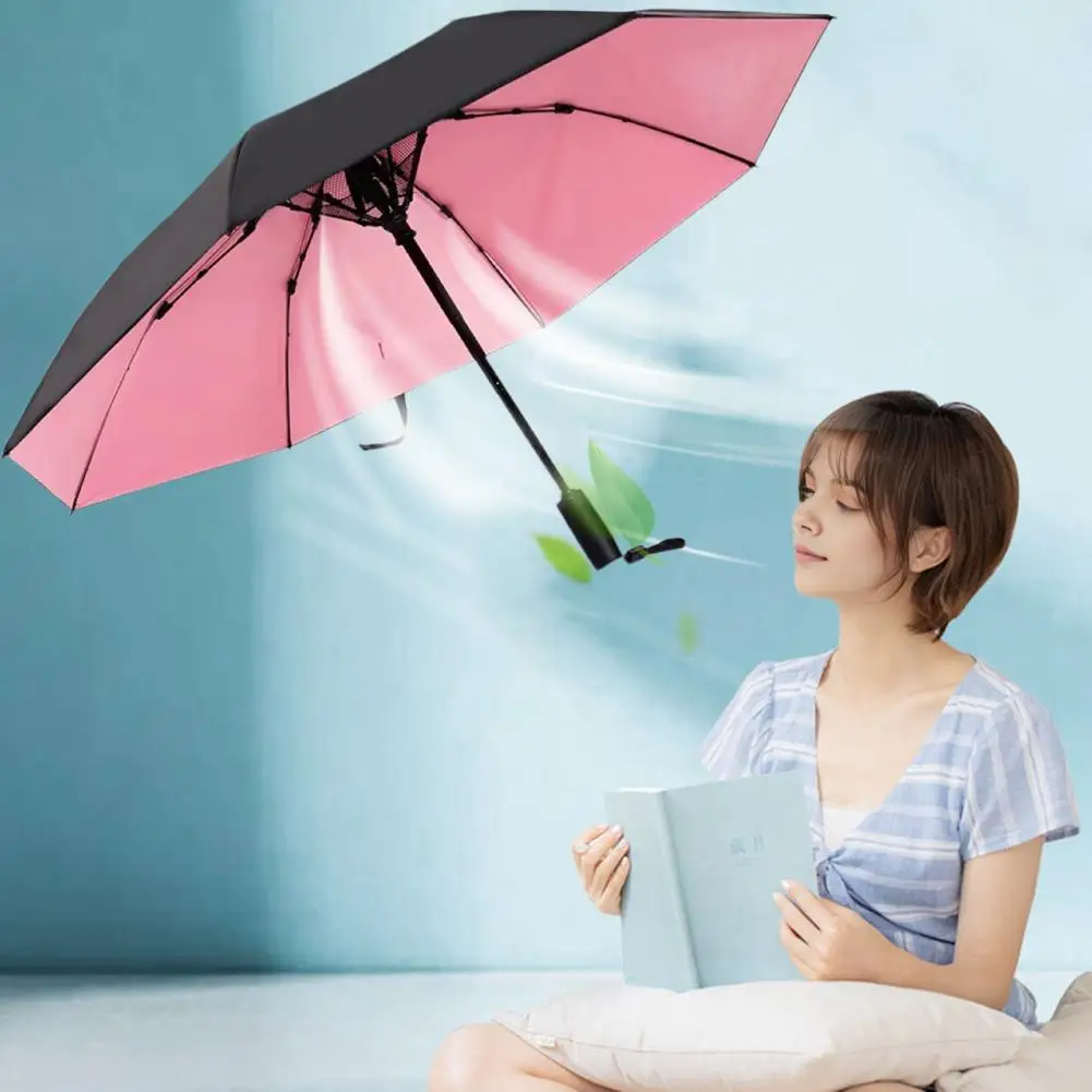 Fan Umbrella with Uv Protection Beach Umbrella with Built-in Fan Portable Uv Blocking Fan Umbrella Rechargeable for Fishing