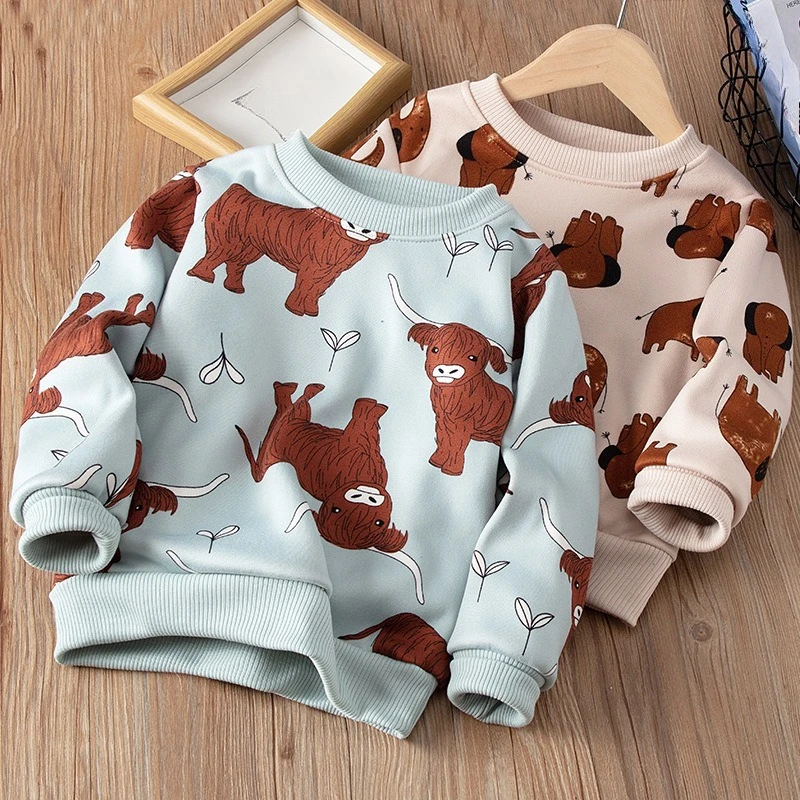 Cozy Fleece-Lined Sweatshirt for Kids – 2026 Fall/Winter Thick Warm Long Sleeve Top, Must-Have for Boys & Girls