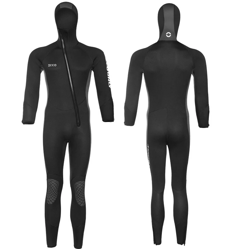 Men's Women's Wetsuit 5mm, Full Body Neoprene Hoodie Scuba Diving Surfing Wet Suits Warm Front Chest Zipper Wet Suits