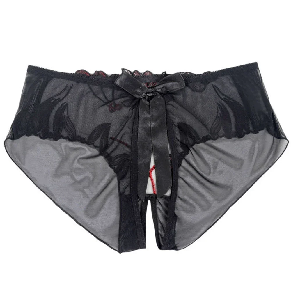 

Womens Sexy Underwear Floral Mesh Comfort Panties Sheer Open-Crotch Lingerie Ladies Slit Seamless Briefs Ultra-Thin Underpants