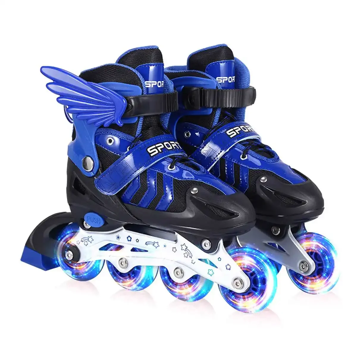 Boy's Girl's Full Set Kids Inline Skates Combo Set 4 Wheels Flash Skates Shoes Children Adjustable Skates Roller Skates