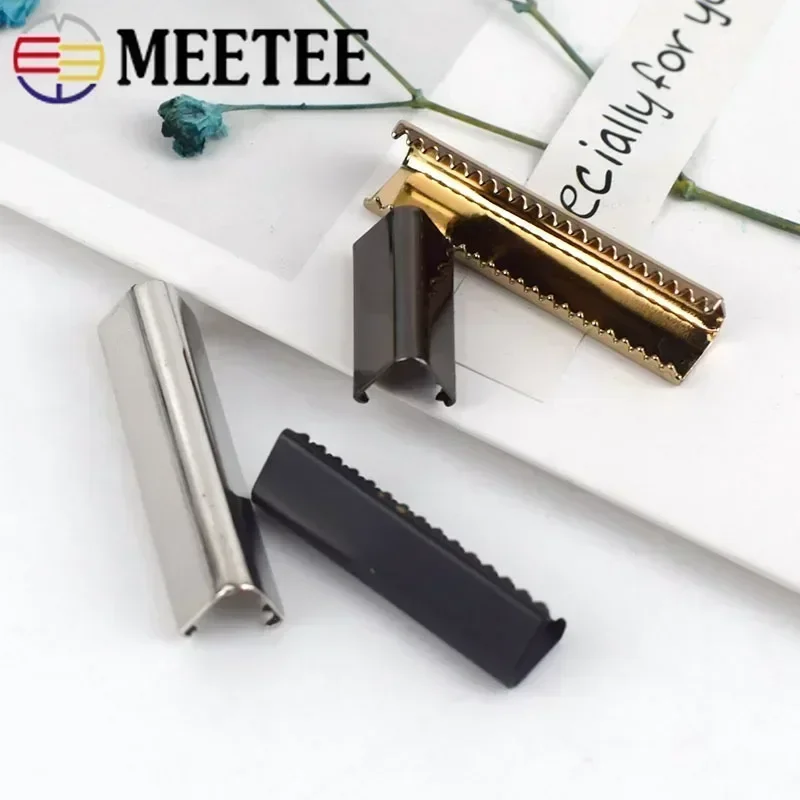 Meetee 10 pz 10-60mm cinturino in metallo coda clip fibbia bretelle cintura estremità serratura portafoglio fermacorda in pelle fibbie accessori fai da te