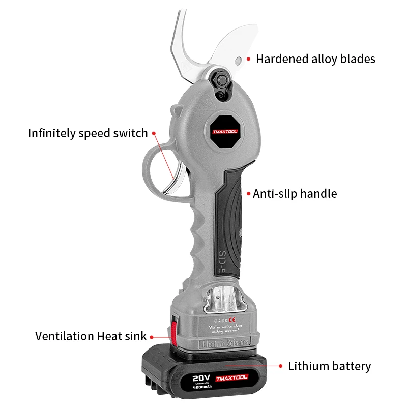 Garden Tool 28mm Cutting Capacity 16.8V Battery Powered Cordless Power Shears Carbon Steel Blade Nylon Pruning Scissors