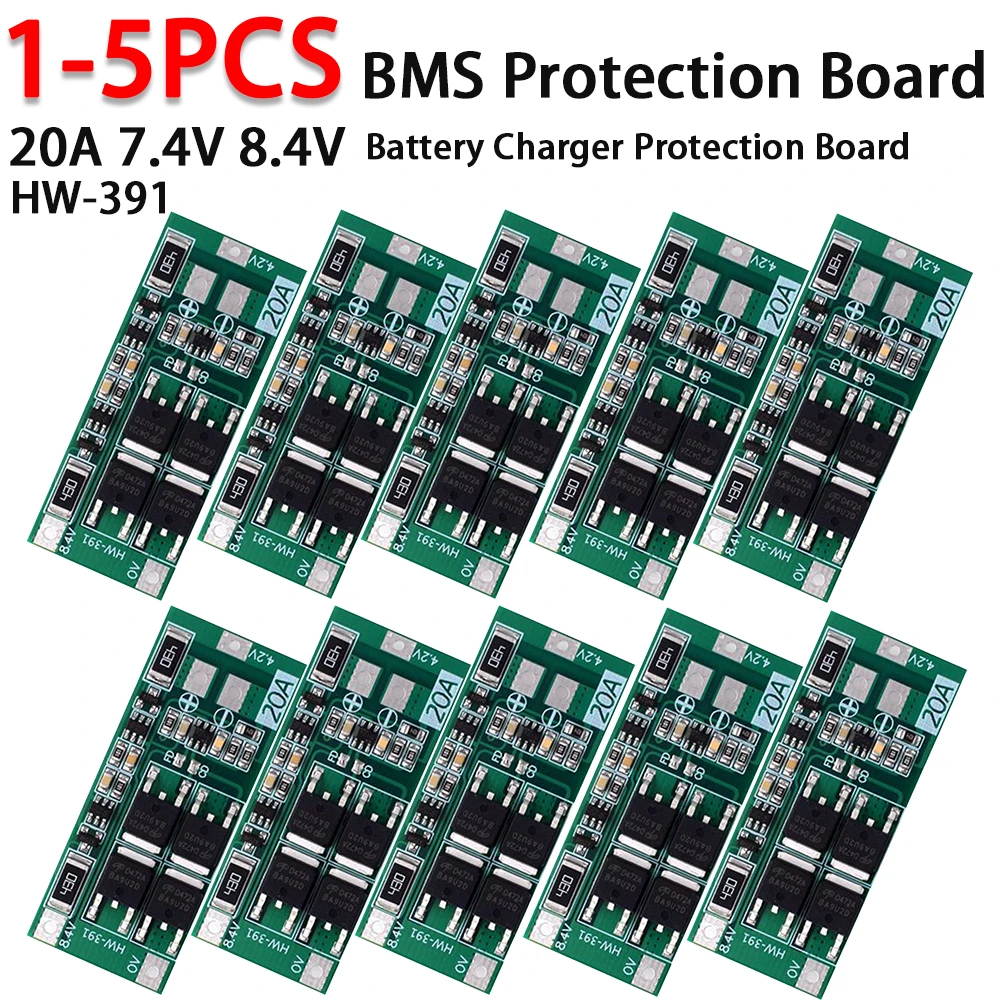 1-5pcs HW-391 2S 20A 7.4V 8.4V Li-ion Lithium Battery Charger Protection Board 18650 BMS Board Module Balance Boards