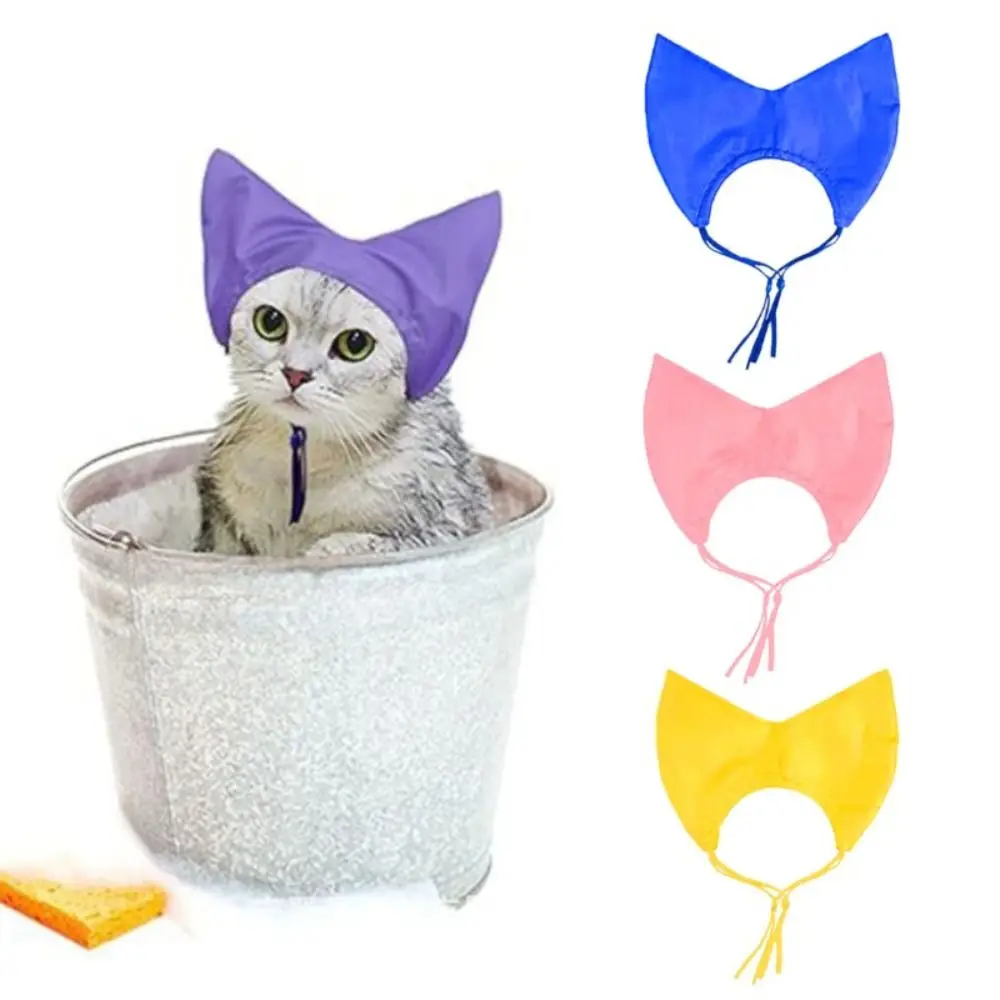 Cat Shower Cap Adjustable Pet Grooming Hat Waterproof Bathing Hat with Ear Cover Cat Bathing Raining Protection Cap