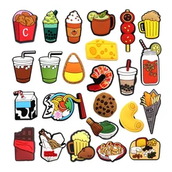 1pcs Original Designer Shoe Charms Accessories Bubble Tea Shoes Buckle Coffee Beer Chocolate Cookie Milk Clog Pins Friend Gifts