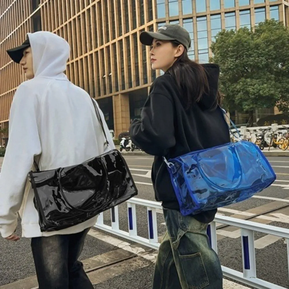 Large Capacity Transparent Crossbody Bag Waterproof Lightweight Washing Storage Bag PVC Oversized Beach Swimming Bag Shopping