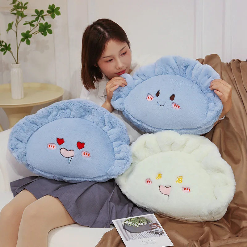 45/70cm Kawaii Dumpling With Expression Plush Toy Throw Pillow Blue And White Dumplings Cute Love Eyes Wealth Expression