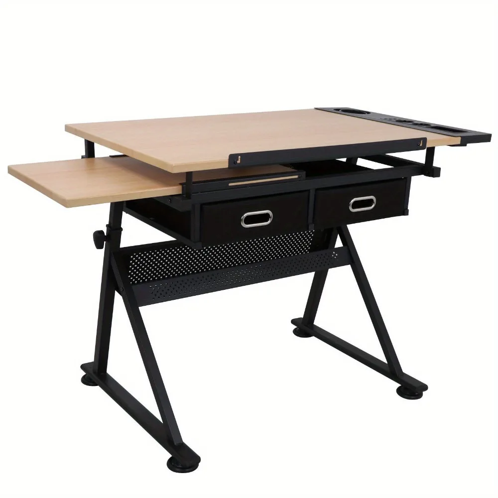 

Adjustable Height Drafting Drawing Table Tiltable Tabletop Edge Stopper for Artists Painters Students Adults