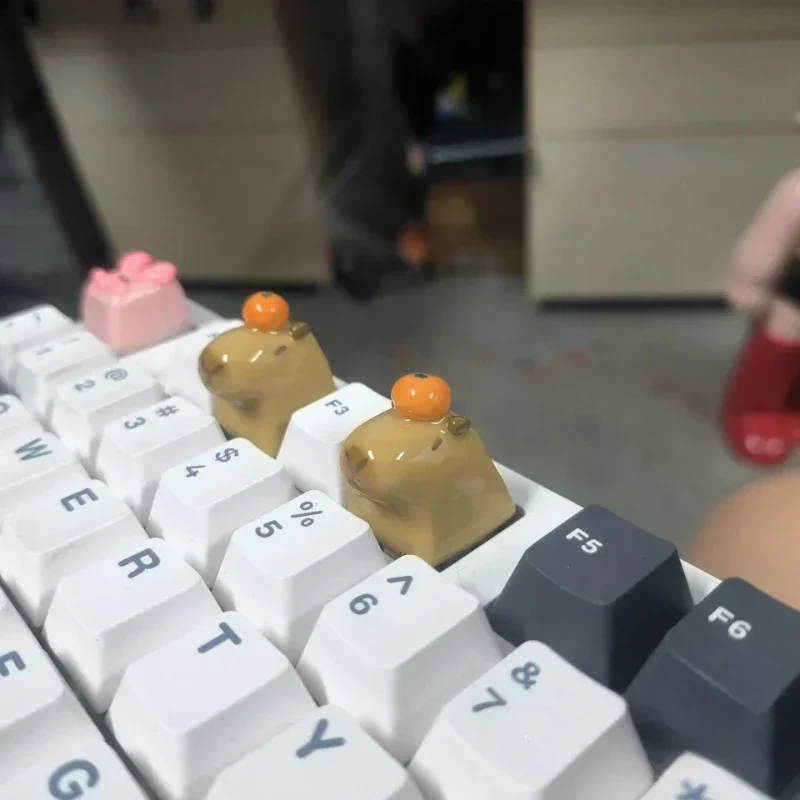 ECHOME Cute Capybara Keycap Anime Key Cap 3D Resin Keyboard Cap Custom Kawaii Key Cap for Mechanical Keyboard Accessories Gift