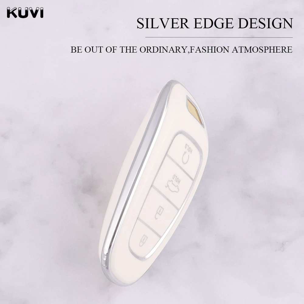 Fashion TPU Car Key Case Cover Shell Fob For Hyundai Tucson Solaris Sonata Hybrid NEXO NX4 Santafe dn8 4 Buttons 2020 2021 2022