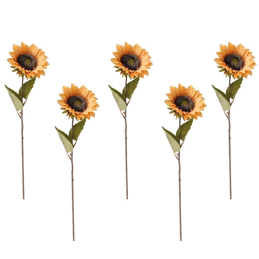 

5pcs Simulation Sunflower Decor Artificial Sunflower Ornament Fake Flower Yellow Retro Sunflowers For Home Decorative Flower
