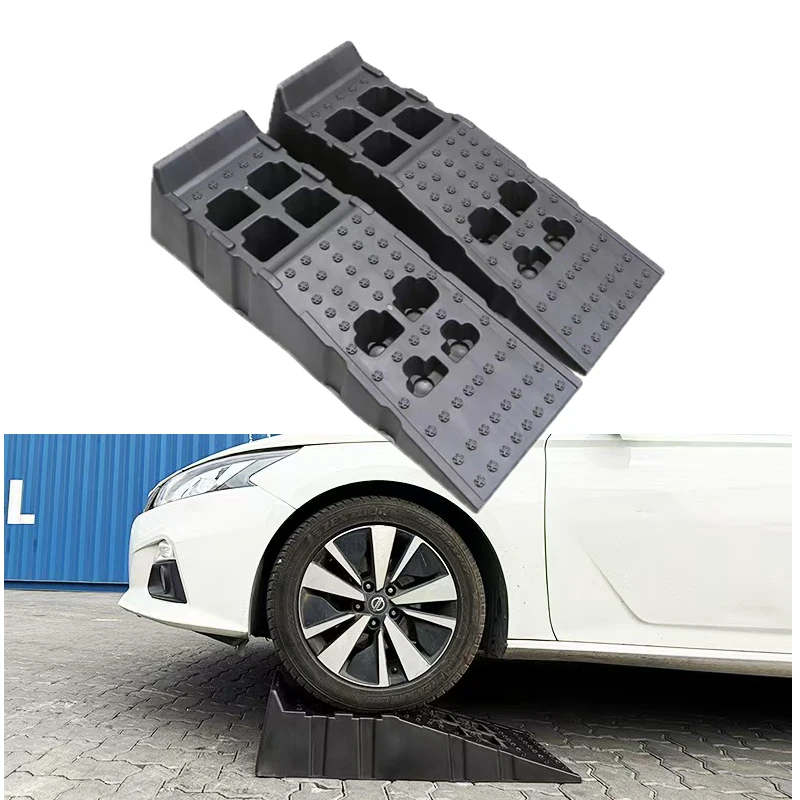 2Pcs Upgraded Version Black Heavy Car Ramps 900 MM Long Anti-Slip Working Ramp Car Tire Oil Changing Repair Maintenance Ramp