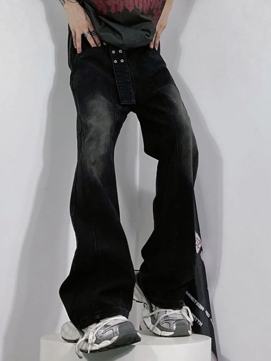 

Джинсы Waed Bla Denim прямого кроя для мужчин и женщин, в стиле хип-хоп, уличный ретро-дизайн, длинные брюки, повседневные, молодежные, модные