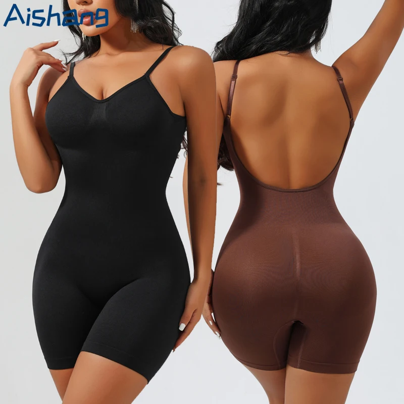 Body sin costuras con espalda baja para mujer, Control de barriga, levantador de cadera, moldeador de cuerpo completo, ropa moldeadora sin espalda, mono ajustado, corsé hasta el muslo