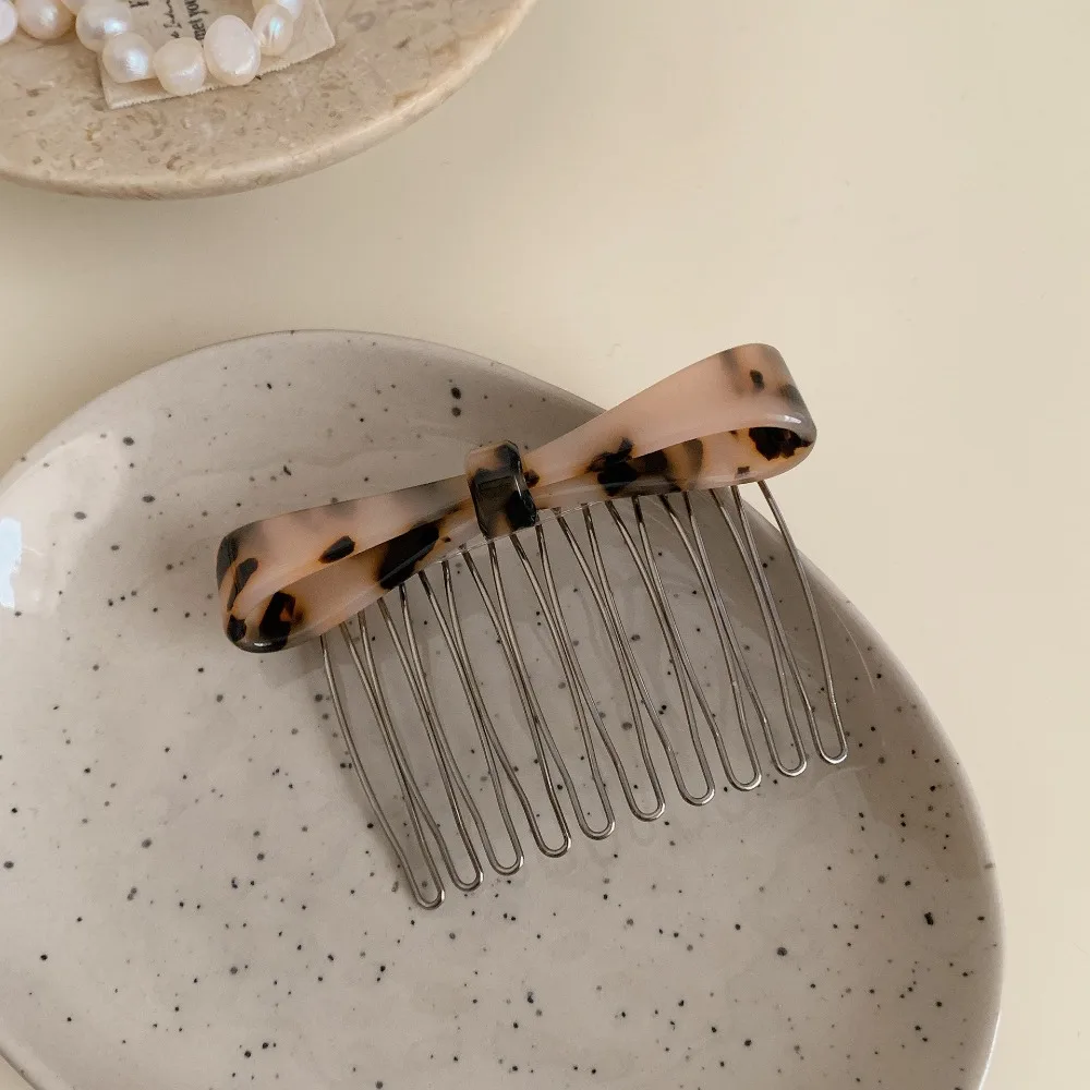 

Teeth Acetic Acid Bow Hair Comb Fixed Combs Styling Tool Bowknot Hairpin Korean Style Headwear Barrettes Side Clip Children
