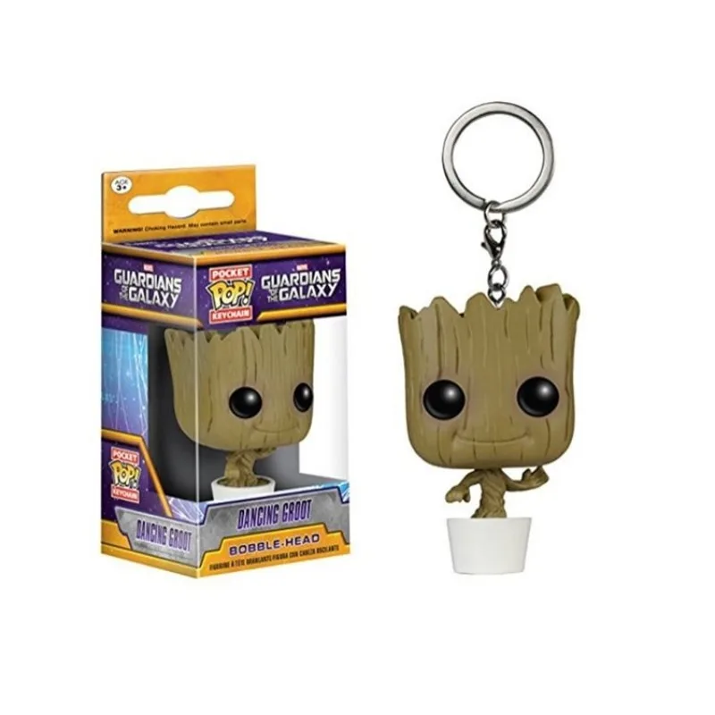 سلسلة مفاتيح عصرية ولطيفة على شكل رسوم متحركة من Marvel Rocket Raccoon Groot Star-Lord للرجال والنساء هدية للعطلات