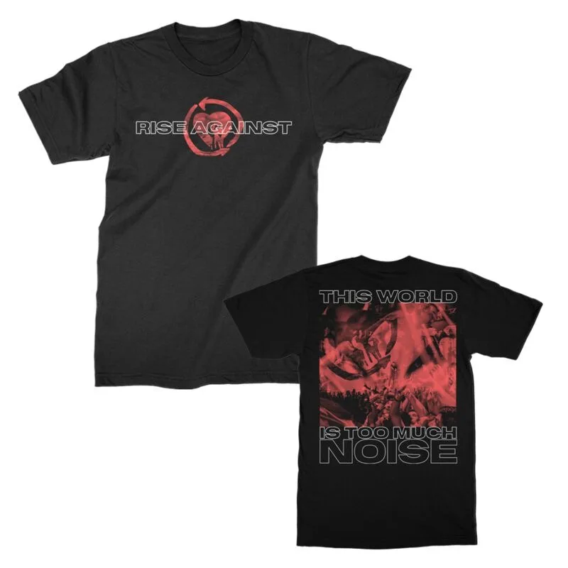 Rise Against Abstract Ghost Lyrics Double-Sided Print Black Cotton T-shirt Men Punk Unisex Tee