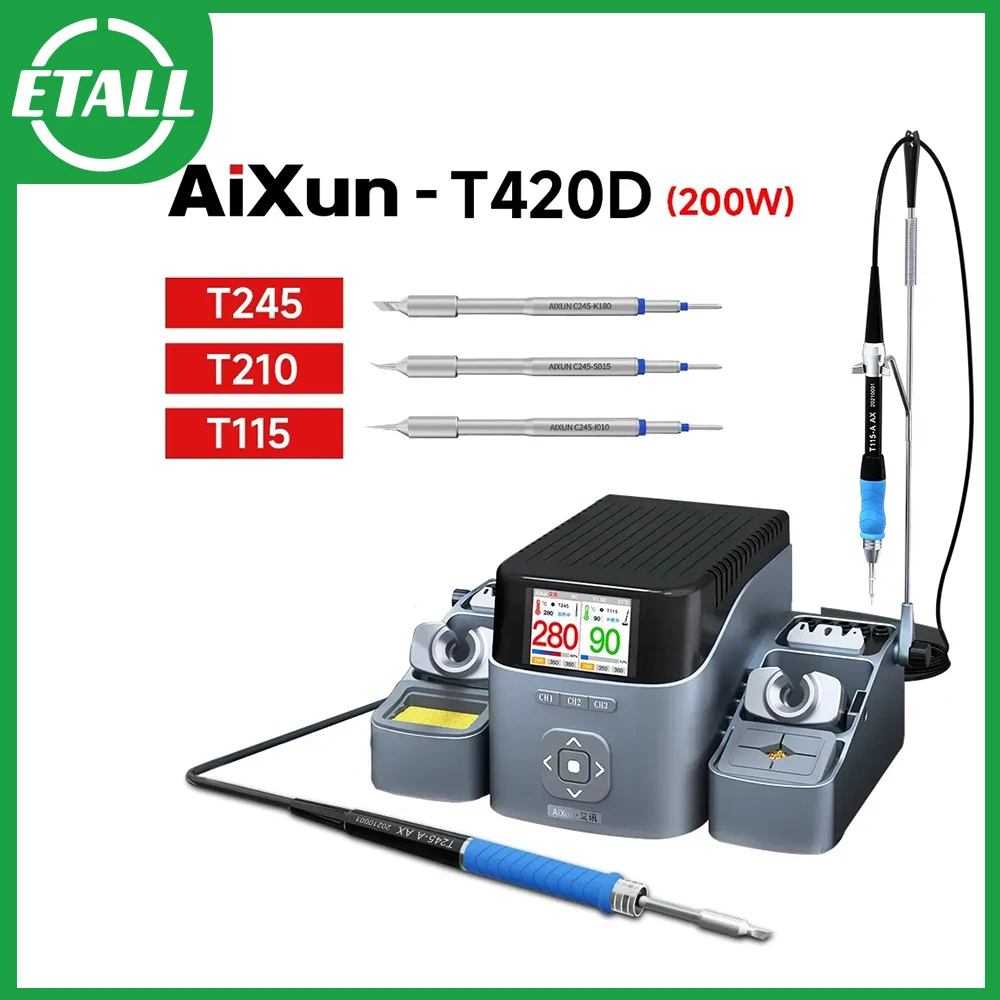 

Aixun T420D Intelligent Double Welding Station with Handle Seat T245 T210 T115 Welding Handle Iron Tips for PCB BGA Repair