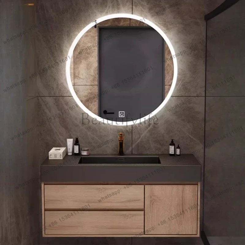 Minimalist bathroom cabinet combination bathroom washbasin log color