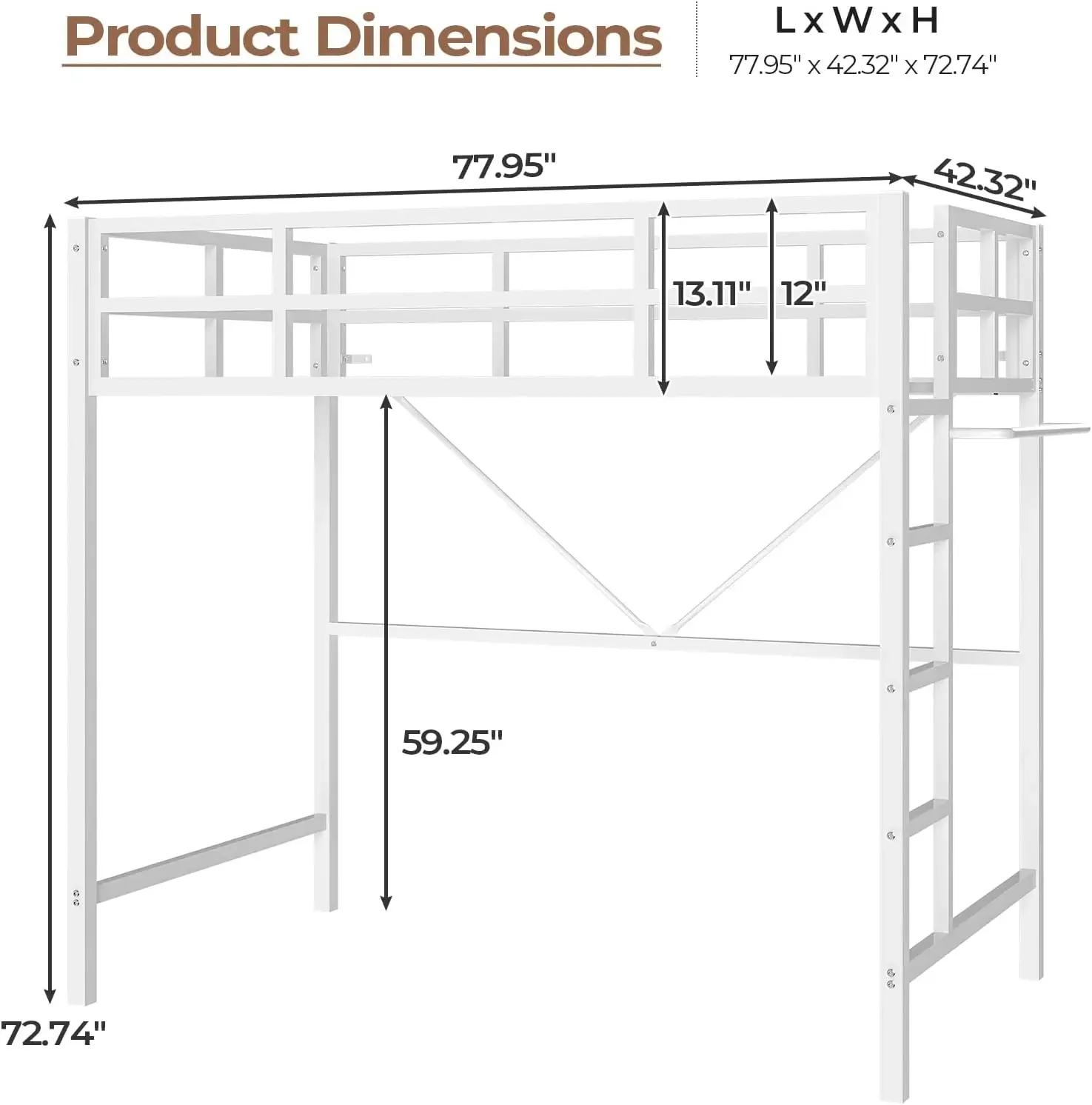 Volledig bedframe met boekenkast, hoofdeinde, 4 opbergladen, laadstation, lattenbodem, geen boxspring nodig, LED-bedframe