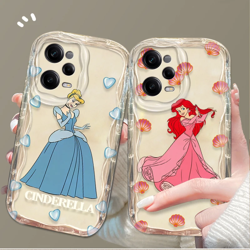 Nice Disney Princess 3D Wave Clear Case For Xiaomi Redmi Note 13 12 Pro Plus 4G 5G 12S 11S 11 10 10S 9 9S Redmi 14C 13C 12C A3