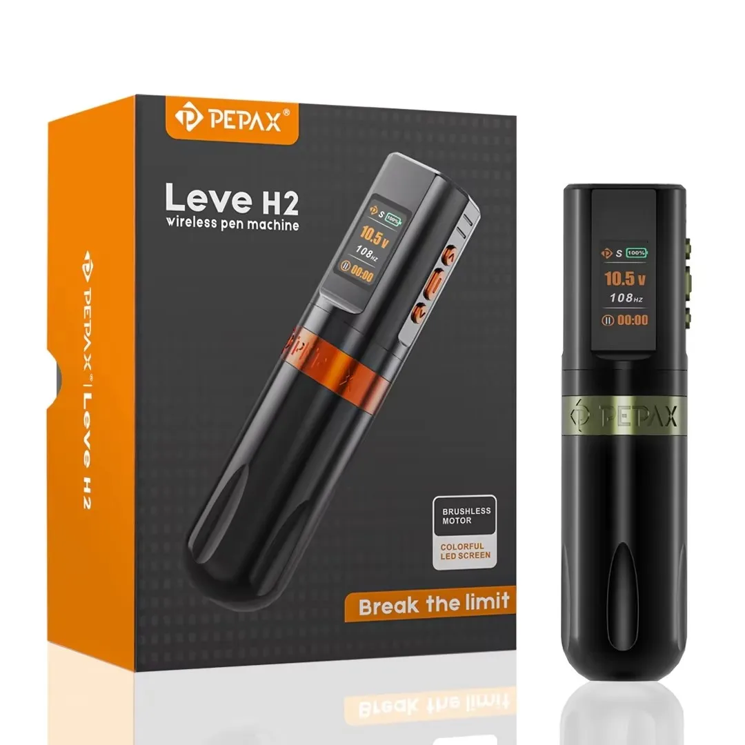 

PEPAX Leve H2 Wireless Tattoo Pen Machine 3.5/4.2/5.0mm Stroke High Capacity Battery Permanent Makeup Pen for Tattoo Supplies