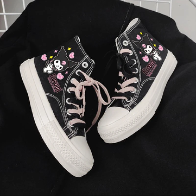 Sanrio Kawaii Kuromi High-top Canvas Shoes Anime Cartoon Lovely Fashionable Exquisite Comfortable Good Looking Students Sneakers