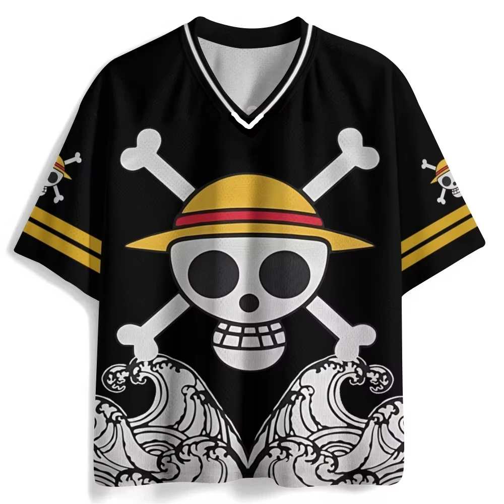 Japanese Anime One Piece New Peripheral T-shirt Adult Sports Breathable Quick Drying Top Kids Role-playing Short Sleeved Tees