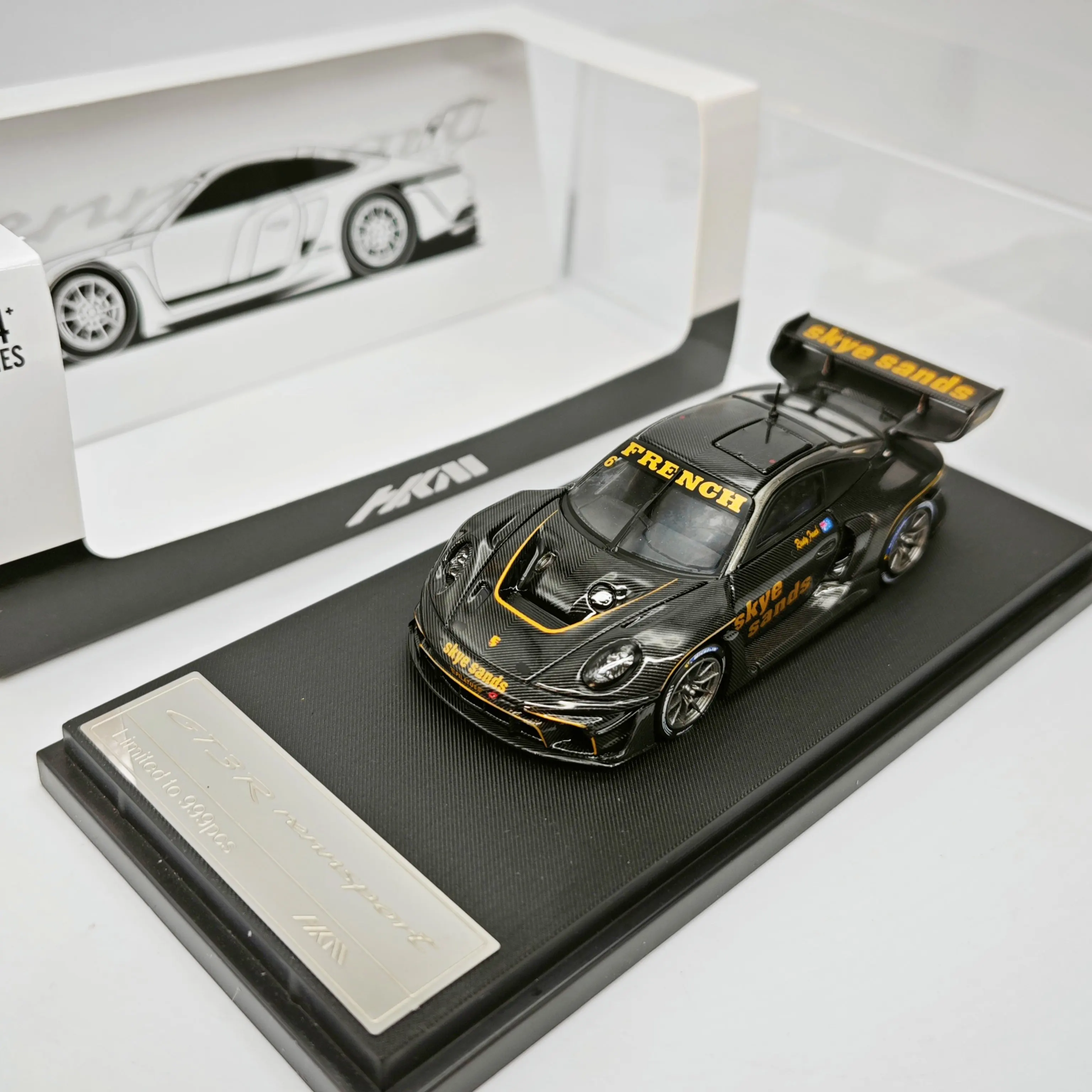 hkm-1-64-ポルシェ-rwb-911-gt3-r-フルカーボンブラック合金ダイキャストモデルカー-コレクターズギフト