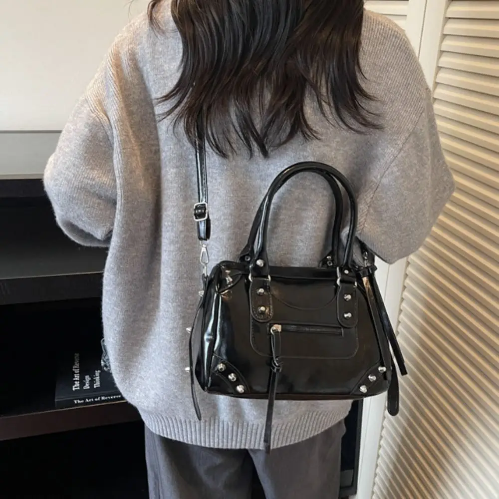 

Портативная сумка подмышки в стиле панк в стиле ретро, винтажная сумка Boston из искусственной кожи, элегантная сумка-подушка в стиле ретро, уличная сумка