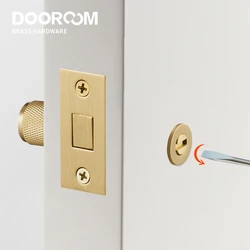 Dooroom Brass Knurled Hidden Door Lock Set Living Room Bathroom Invisible Thumb Turn Matt Black Brushed Brass Open In Emergency