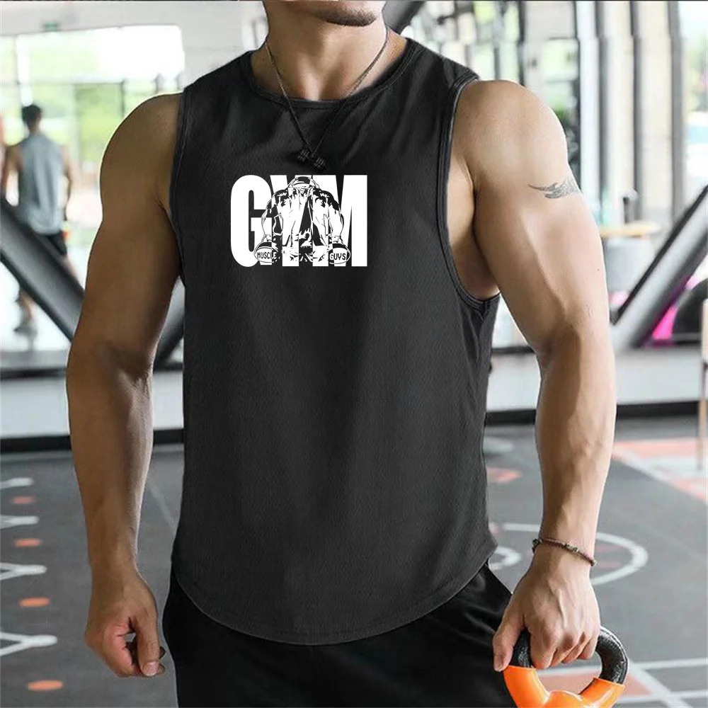 2026 new Men Tank Tops Sleeveless Shirt Polyester Mesh Material Quick Dry Breathable Men Workout Fitness Basketball Top Tee