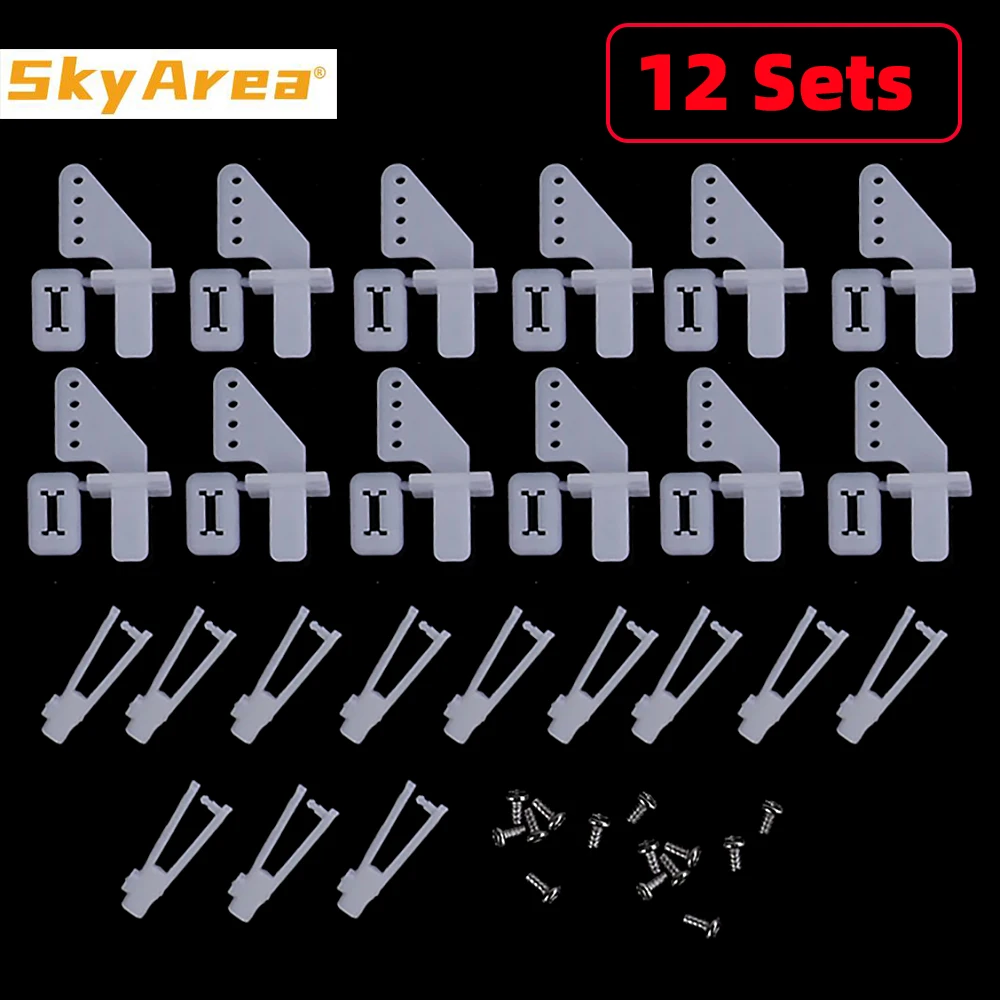 12 Sets Medium Lock on Nylon Control Horn and Clevis 21mm Set Rudder Servo Ailerons Elevators for RC Fixed Wing Airplane