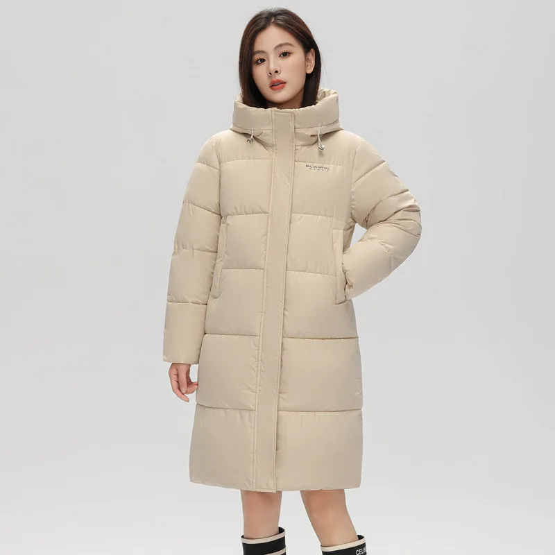 2023 nuovo inverno lungo piumino di cotone donna cerniera cappotto imbottito allentato femminile solido ispessimento caldo piumino Parka giacche con cappuccio