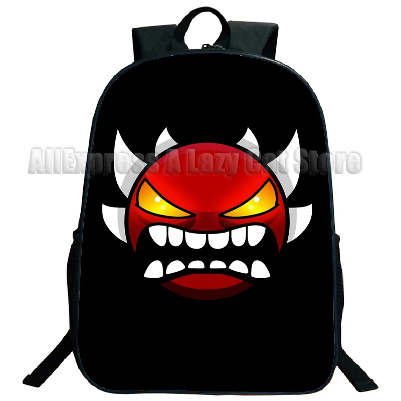 Angry Geometry Dash Backpack Anime Storage Student School Bag Supplies Cartoon Print Men Women Work Computer Knapsack Gift