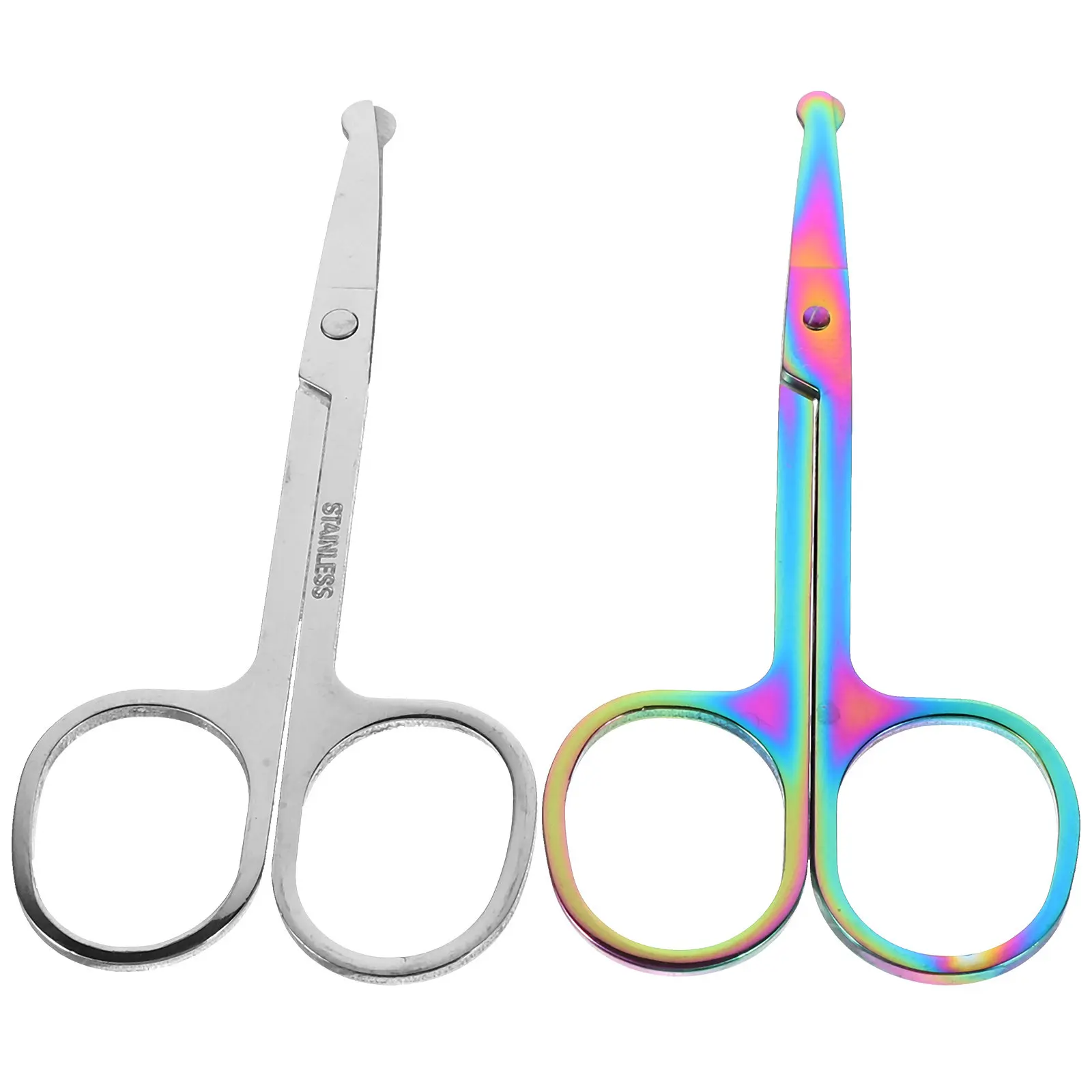 

2Pcs Professional Nose Hair Scissor Kit Heavy-Duty Eyebrow Beard Trimming Tool Compact Storage Case for Travel Home