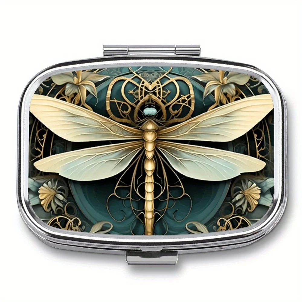 

Портативная коробка для таблеток Green Dragonfly с двумя отделениями: уникальный аптечка для карманов или кошельков