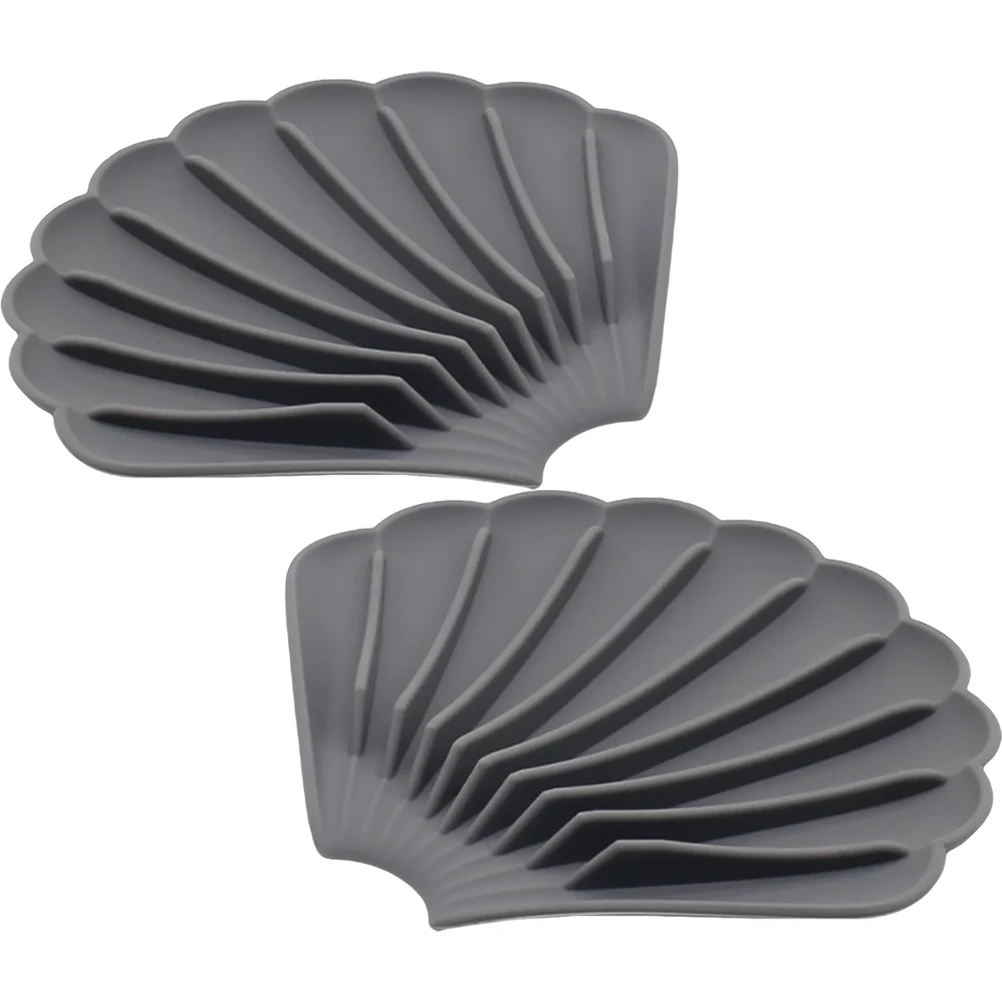 

2pcs Silicone Holder Non-slip Self-draining Bathroom Kitchen Easy Clean Dry Stable Silicone Soap Holder Design